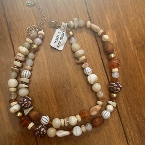 Free people wood and glass necklace. NWT